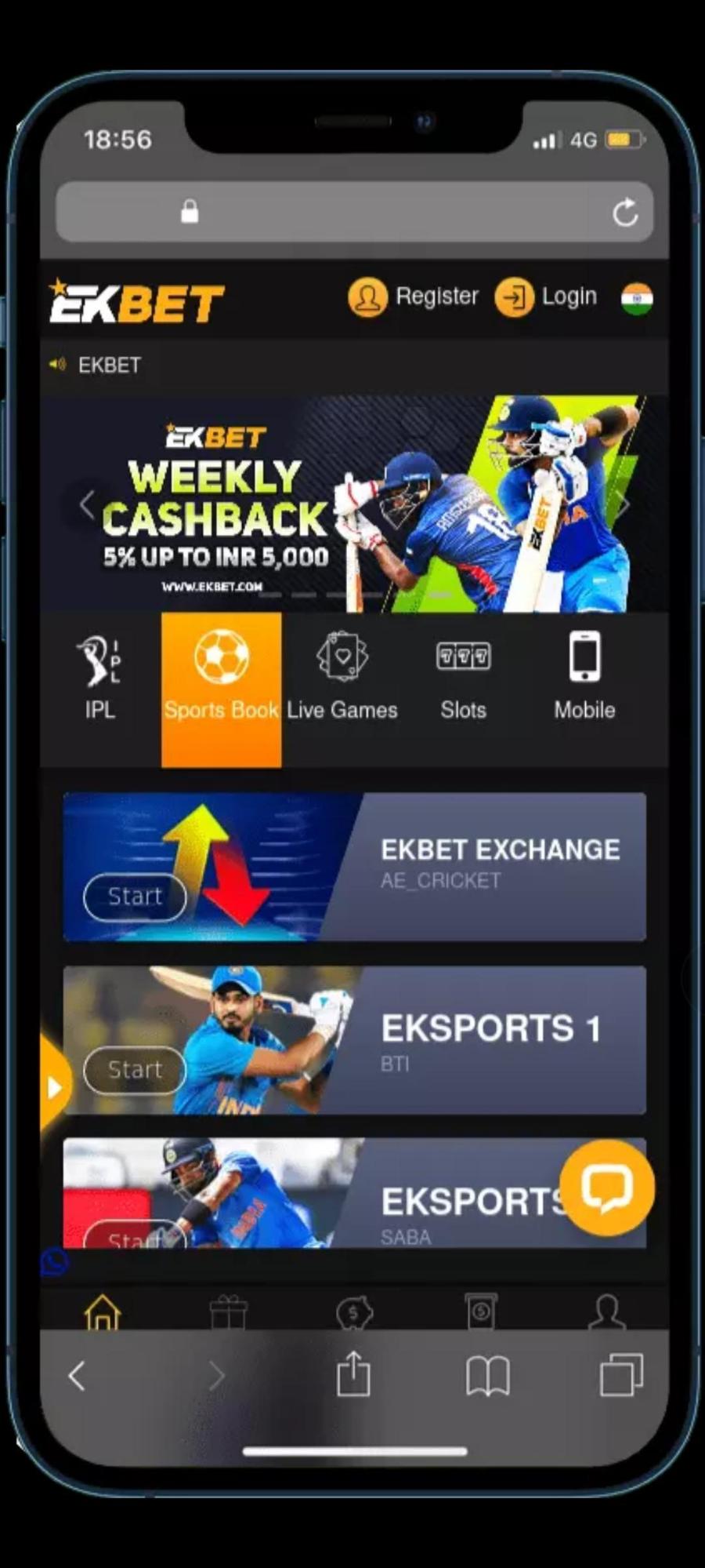 Which betting items are available through Ekbet's mobile websites 